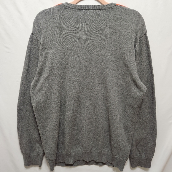 Old Navy Gray & Orange Argyle Vneck Sweater - Picture 2 of 10